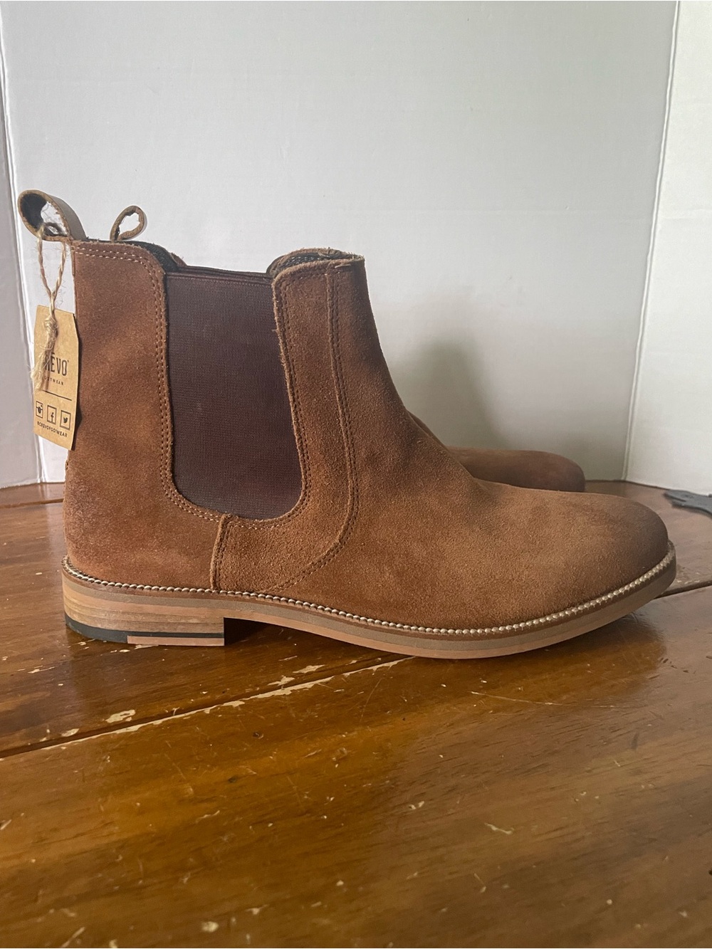 New Crevo Denham Mens Chelsea Boot Chukka Chestnut Brown Suede Size 10.5